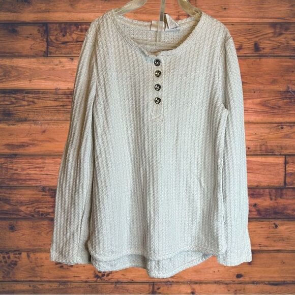 5 for $25🔥Waffle Knit Long Sleeve Half Button Shirt Girls Size (7-8) - Picture 1 of 8